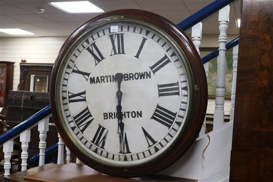 A Martin and Brown Brighton wall clock (original movement replaced with quartz movement) 91cm